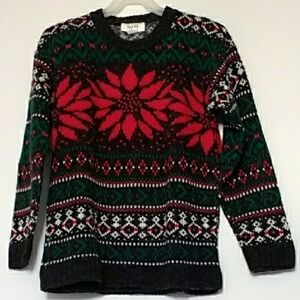 Festive Poinsettia Women's Sweater Size S